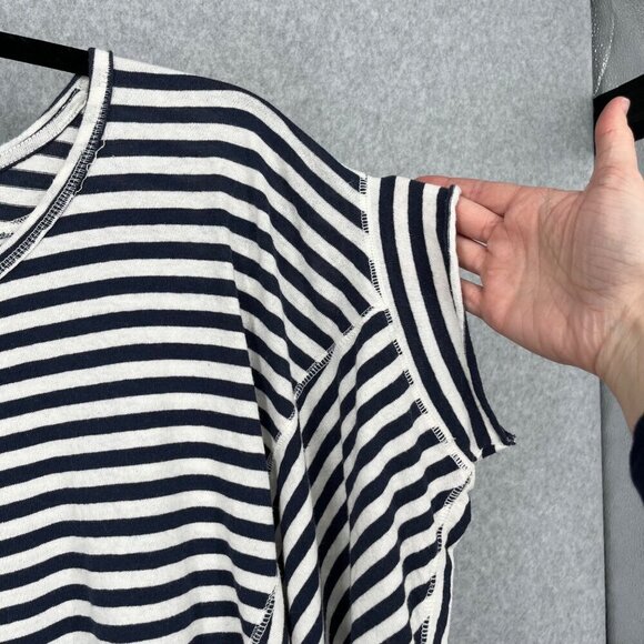 We the Free People Striped Angel Shirt Size M Navy Combo Distressed Oversized - Picture 3 of 12